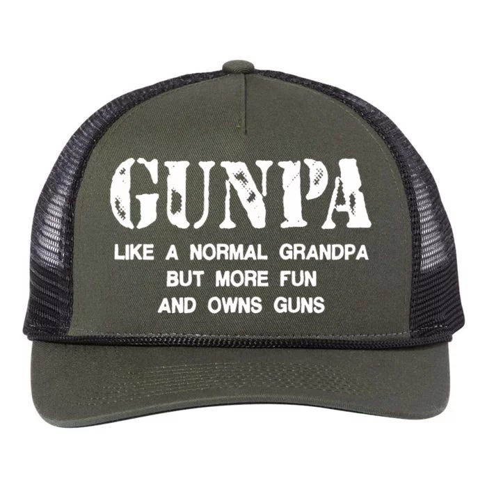 Gunpa Like A Normal Grandpa But More Fun And Owns Guns Retro Rope Trucker Hat Cap