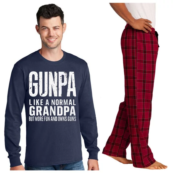 Gunpa Like A Normal Grandpa But More Fun And Owns Guns Funny Long Sleeve Pajama Set