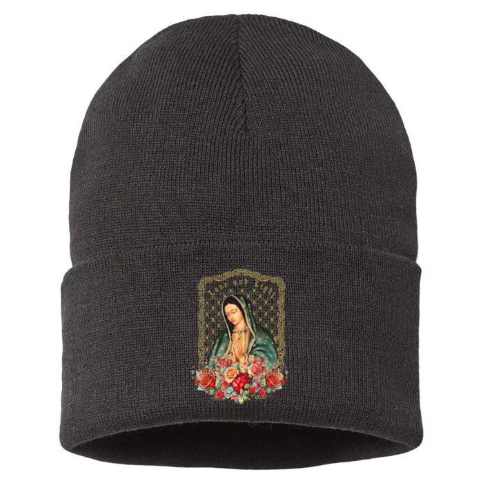 Guadalupe Love And Light Virgen De Guadalupe Gifts Sustainable Knit Beanie