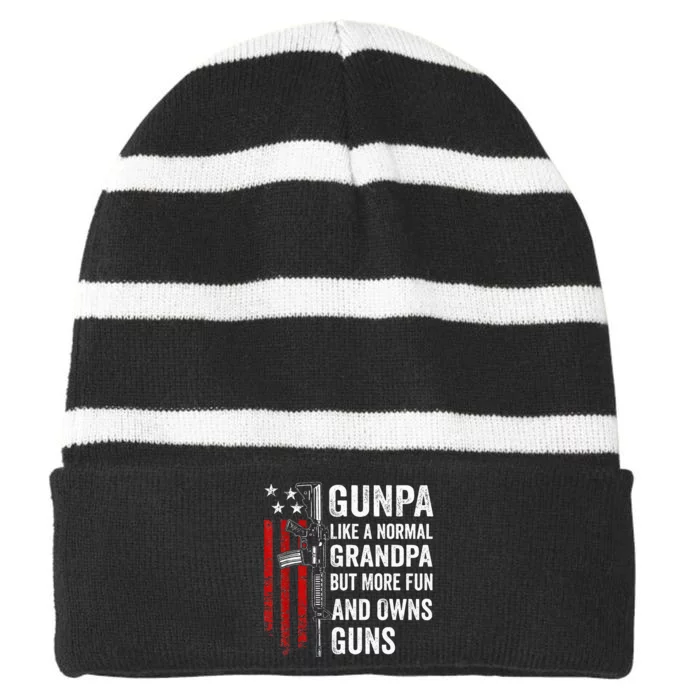 Gunpa Like A Normal Grandpa But More Fun And Owns Guns Striped Beanie with Solid Band