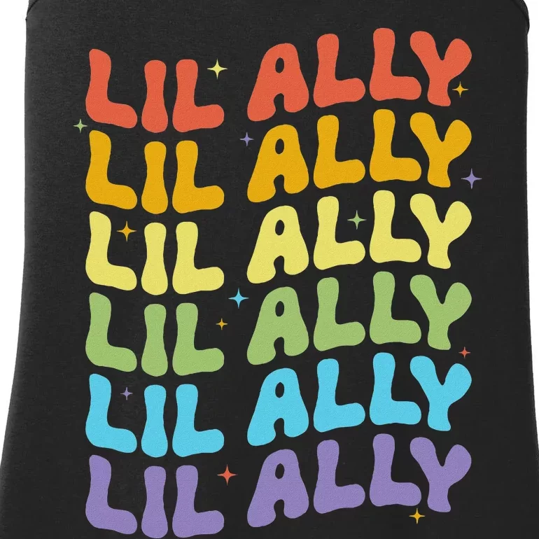 Groovy Lil Ally Lgbtq Equality Gay Pride Month Ladies Essential Tank