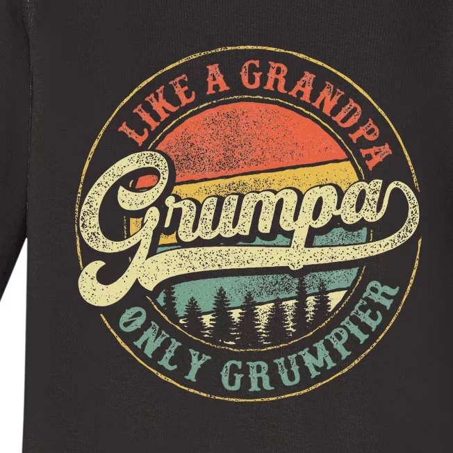 Grumpa Like A Grandpa Only Grumpier Retro Grumpa Definition Baby Long Sleeve Bodysuit