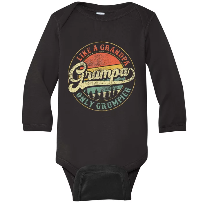 Grumpa Like A Grandpa Only Grumpier Retro Grumpa Definition Baby Long Sleeve Bodysuit