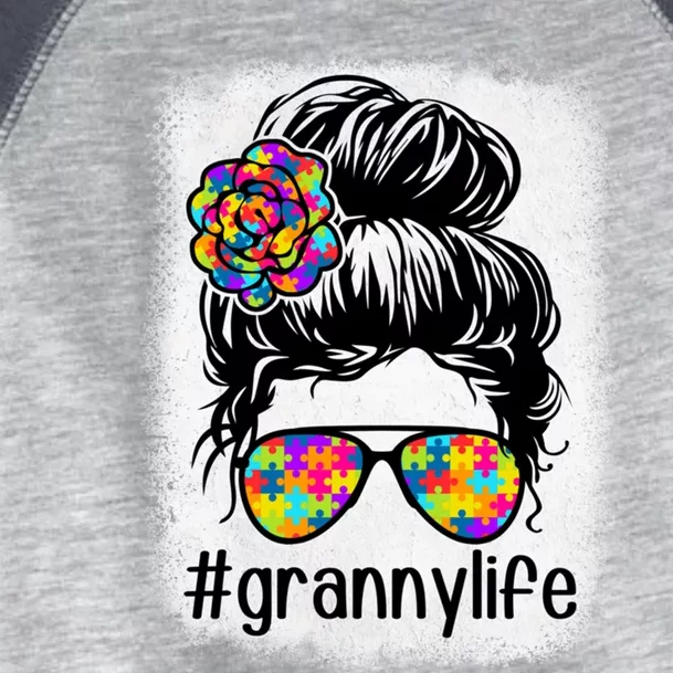 Granny Life Autism Awareness Messy Bun Bleaches MotherS Day Gift Toddler Fine Jersey T-Shirt