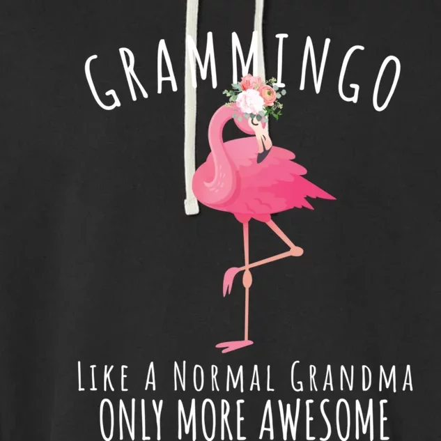 Grammingo Like An Grandma Only Awesome Floral Flamingo Gift Garment-Dyed Fleece Hoodie