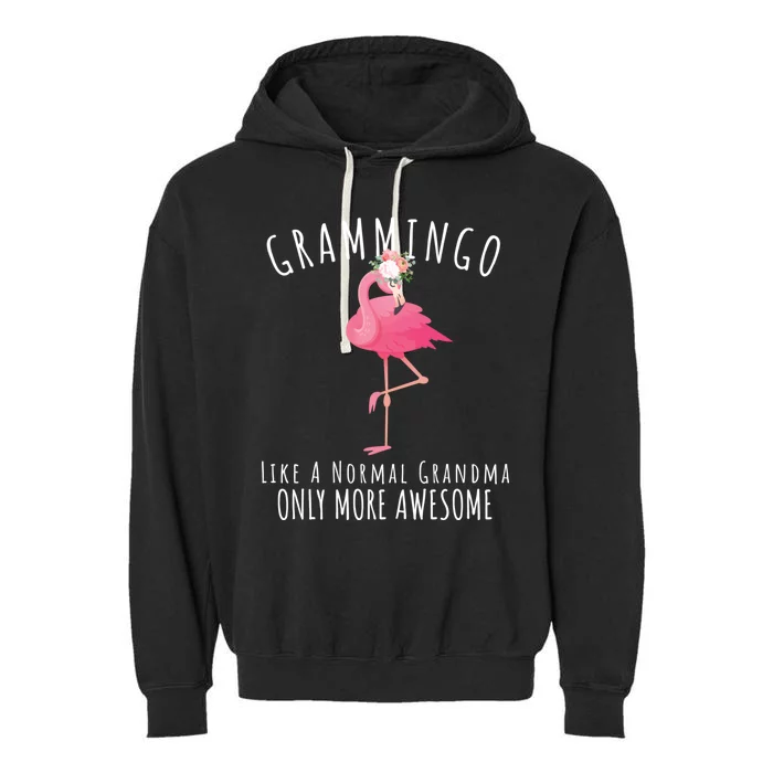 Grammingo Like An Grandma Only Awesome Floral Flamingo Gift Garment-Dyed Fleece Hoodie