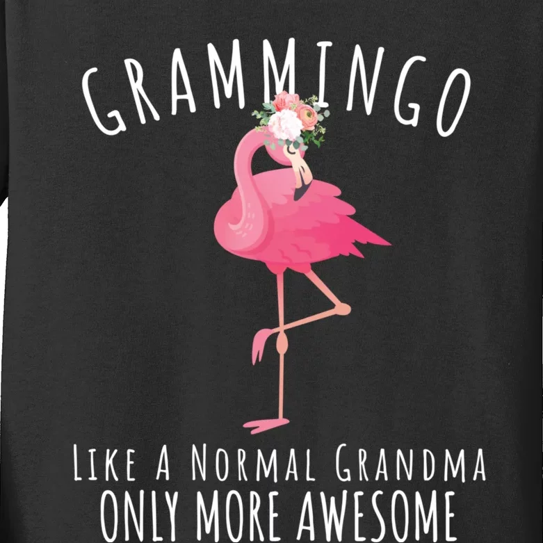 Grammingo Like An Grandma Only Awesome Floral Flamingo Gift Kids Long Sleeve Shirt