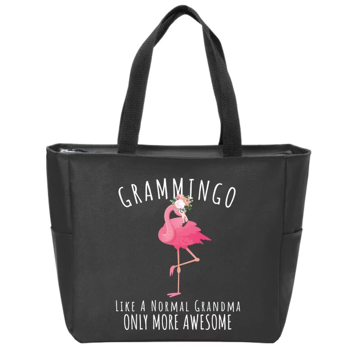 Grammingo Like An Grandma Only Awesome Floral Flamingo Gift Zip Tote Bag