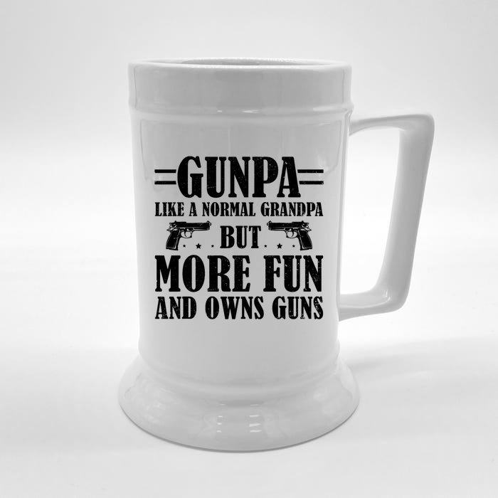 Gunpa Like A Normal Grandpa But More Fun And Owns Guns Funny Front & Back Beer Stein