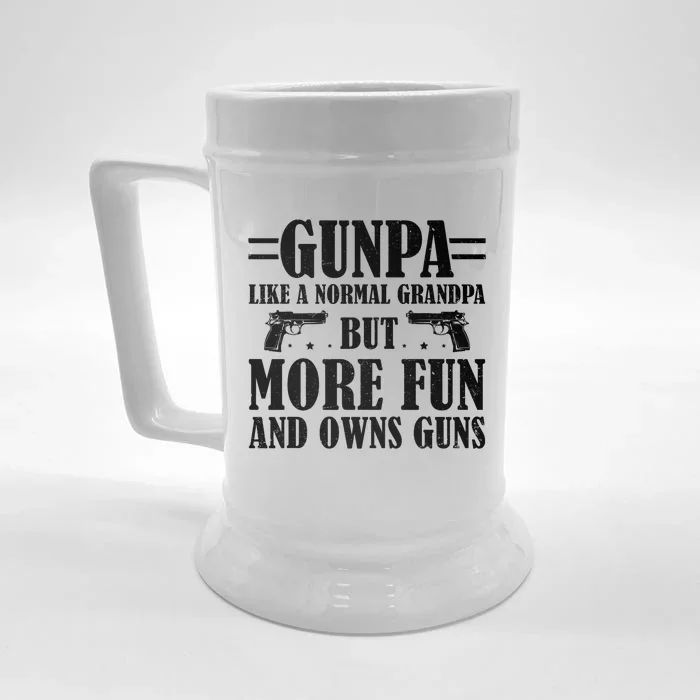 Gunpa Like A Normal Grandpa But More Fun And Owns Guns Funny Front & Back Beer Stein