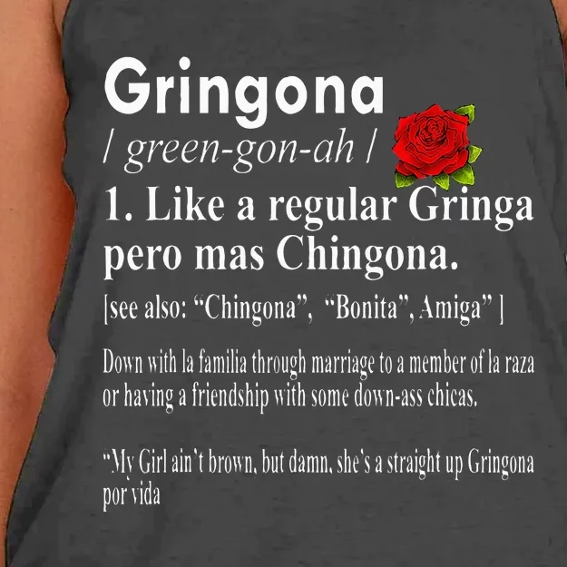 Gringona Like A Regular Gringa Pero Mas Chingona Women's Knotted Racerback Tank