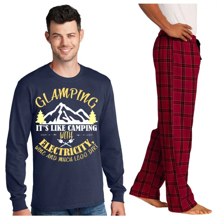 Glamping Like Camping With Electricity Wine Less Dirt Long Sleeve Pajama Set