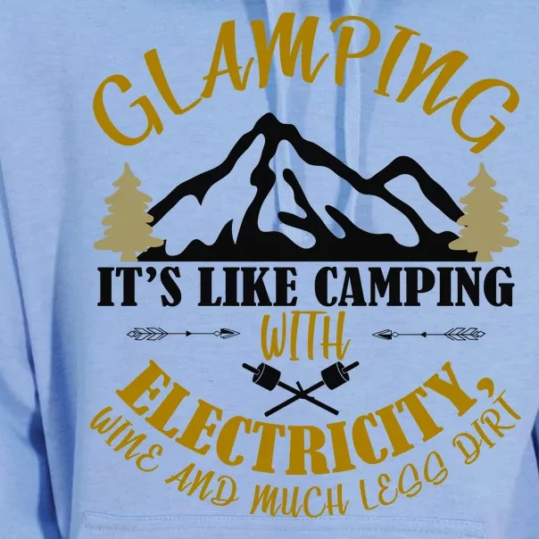 Glamping Like Camping With Electricity Wine Less Dirt Unisex Surf Hoodie