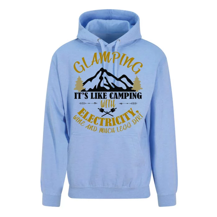 Glamping Like Camping With Electricity Wine Less Dirt Unisex Surf Hoodie