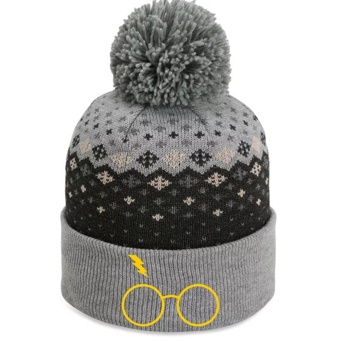 Glasses and Lightening Scar Wizard Logo The Baniff Cuffed Pom Beanie