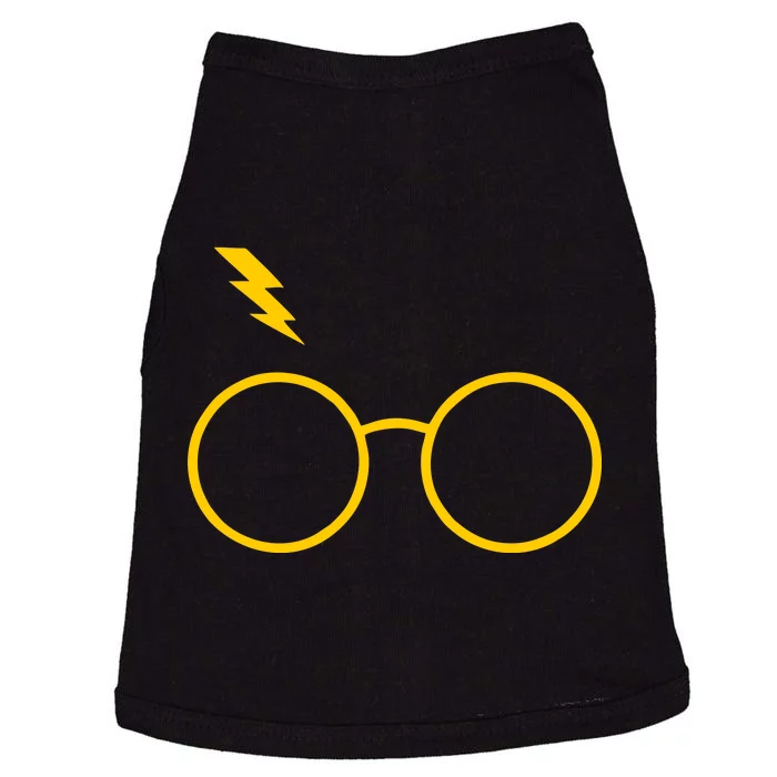 Glasses and Lightening Scar Wizard Logo Doggie Tank