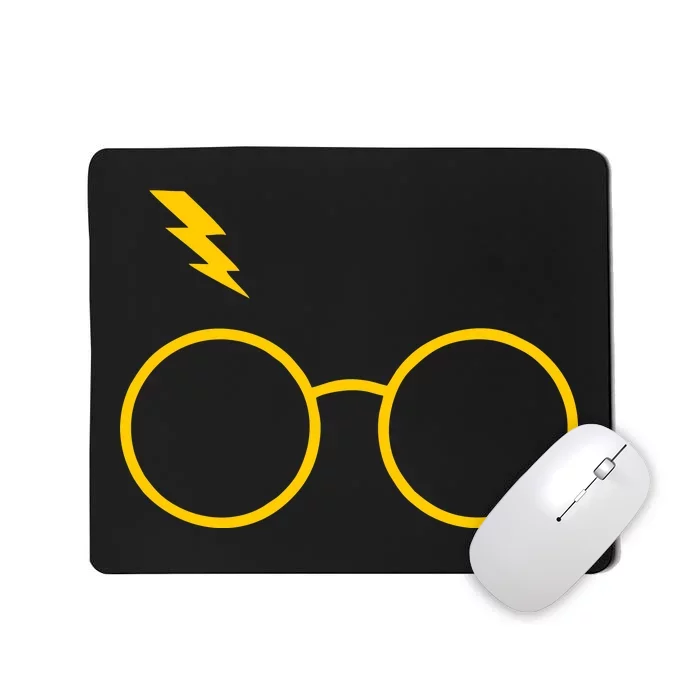 Glasses and Lightening Scar Wizard Logo Mousepad