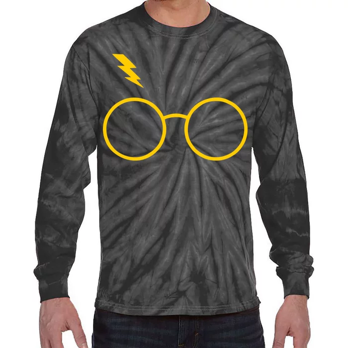 Glasses and Lightening Scar Wizard Logo Tie-Dye Long Sleeve Shirt