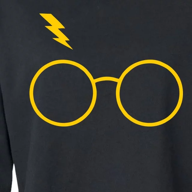 Glasses and Lightening Scar Wizard Logo Cropped Pullover Crew