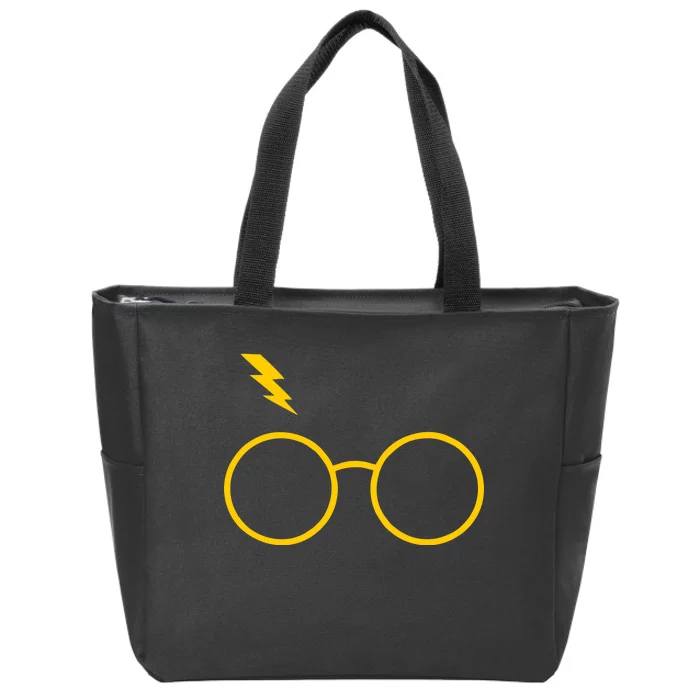 Glasses and Lightening Scar Wizard Logo Zip Tote Bag