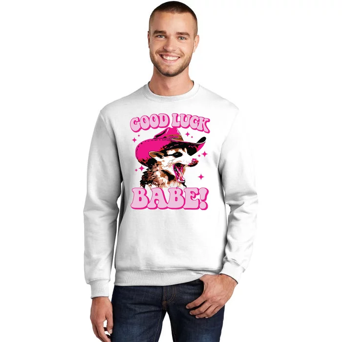 Good Luck Babe Pink Pony Club Cowgirls Western Opossum Sweatshirt