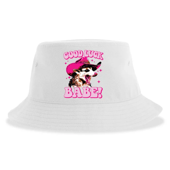 Good Luck Babe Pink Pony Club Cowgirls Western Opossum Sustainable Bucket Hat