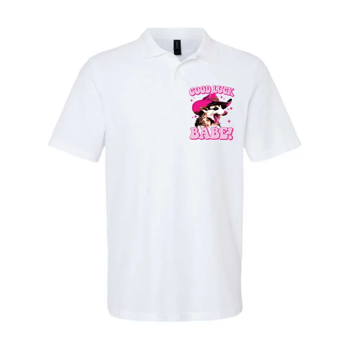 Good Luck Babe Pink Pony Club Cowgirls Western Opossum Softstyle Adult Sport Polo