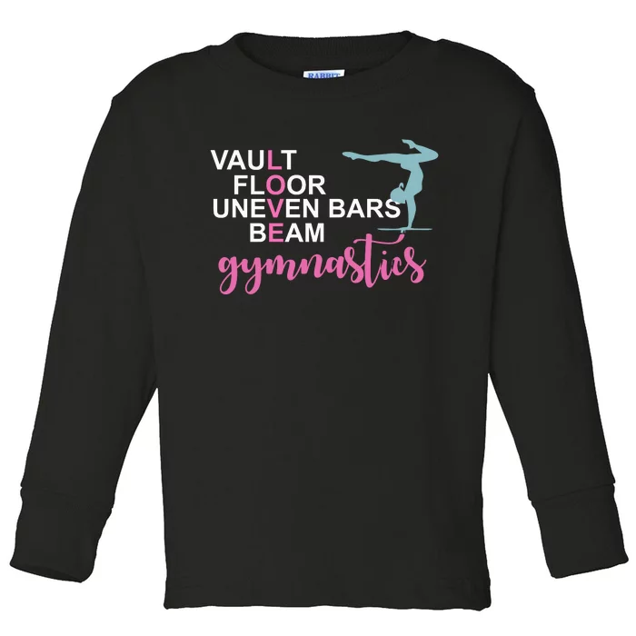 Gymnastics Love Beam Gymnastics Toddler Long Sleeve Shirt