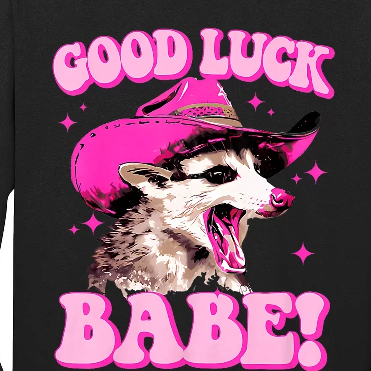 Good Luck Babe Pink Pony Club Cowgirls Western Opossum Long Sleeve Shirt