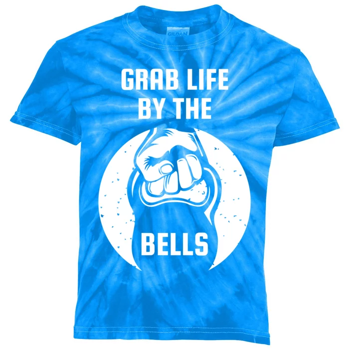 Grab Life By The Bell I Kettlebell Fitness Training Dumbbell Great Gift Kids Tie-Dye T-Shirt