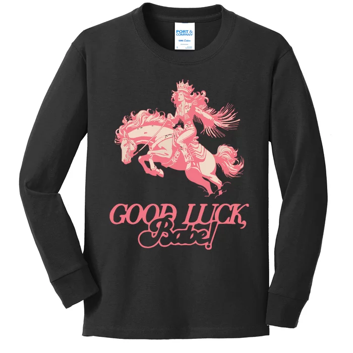 Good Luck Babe Retro 90s Birthday Gifts Kids Long Sleeve Shirt