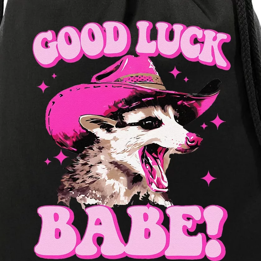 Good Luck Babe Pink Pony Club Cowgirls Western Opossum Gift Drawstring Bag