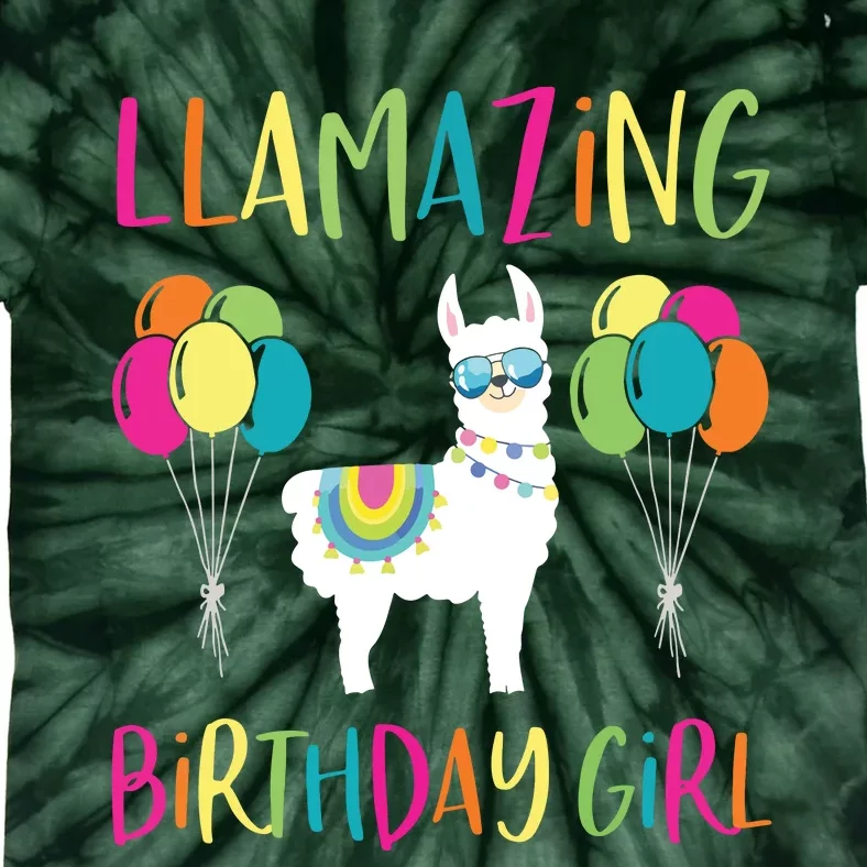 Girl Llama Birthday LLamazing Party Alpaca Balloons Gift Tie-Dye T-Shirt