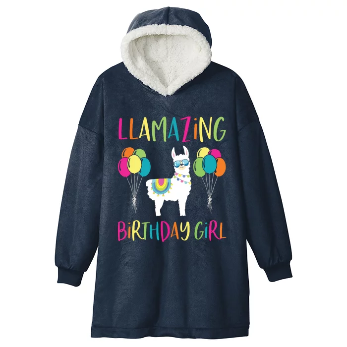 Girl Llama Birthday LLamazing Party Alpaca Balloons Gift Hooded Wearable Blanket