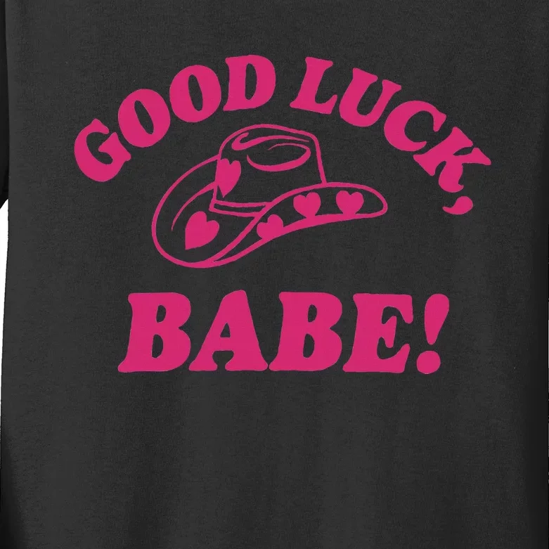 Good Luck Babe! Pink Pony Club Kids Long Sleeve Shirt