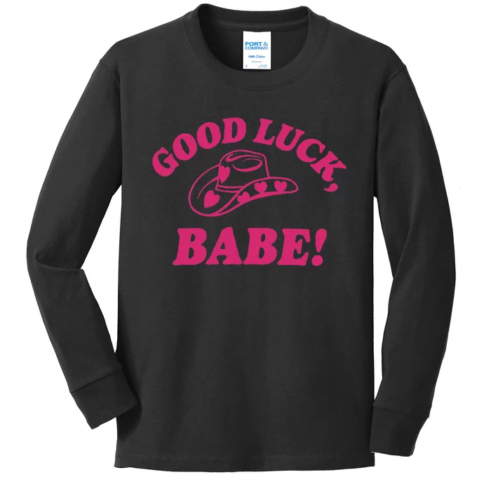 Good Luck Babe! Pink Pony Club Kids Long Sleeve Shirt