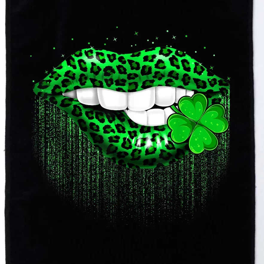 Green Lips Biting Leopard Irish Costume St Patricks Day Platinum Collection Golf Towel