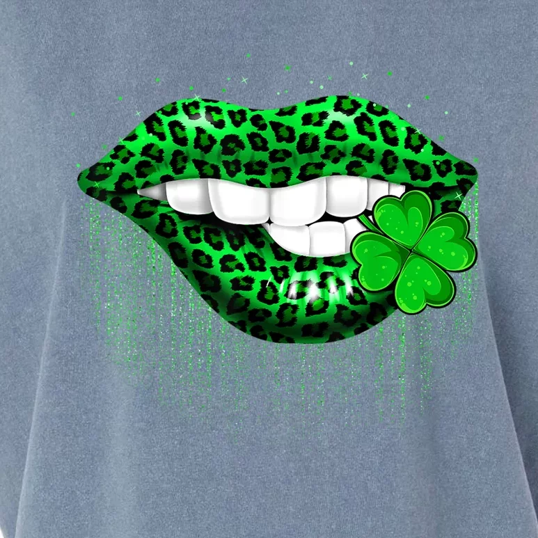 Green Lips Biting Leopard Irish Costume St Patricks Day Garment-Dyed Women's Muscle Tee