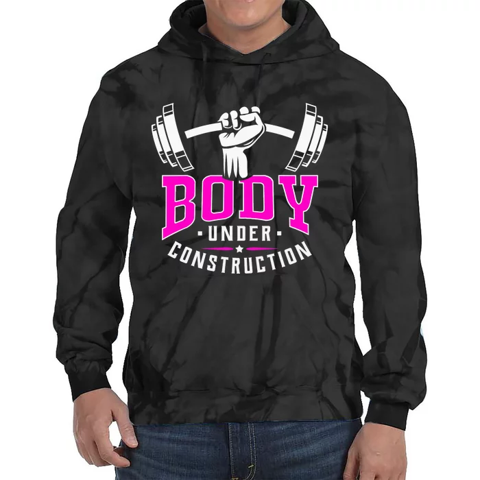 Gym Lovers Body Under Construction Workout Related Gym Rats Tie Dye Hoodie