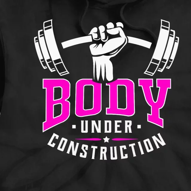 Gym Lovers Body Under Construction Workout Related Gym Rats Tie Dye Hoodie