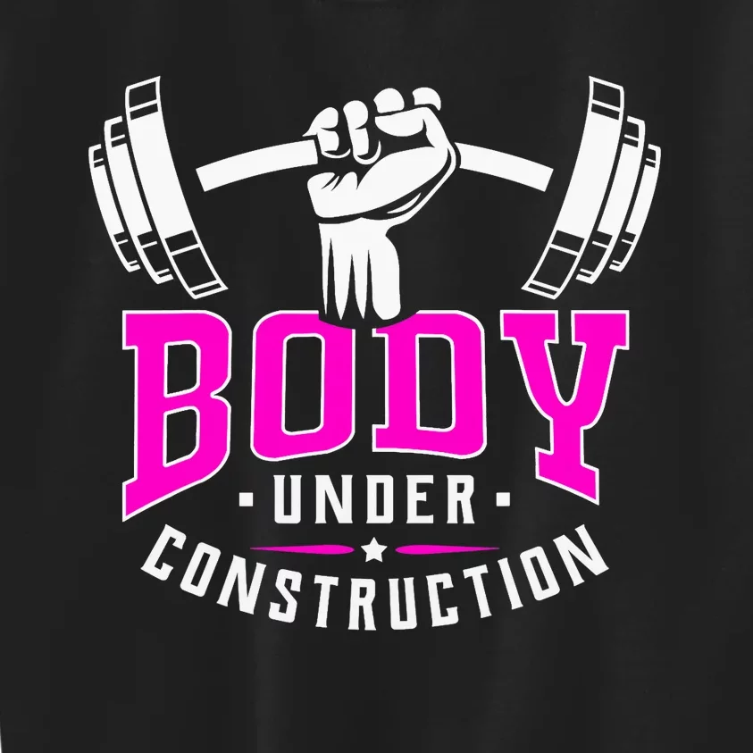 Gym Lovers Body Under Construction Workout Related Gym Rats Kids Sweatshirt