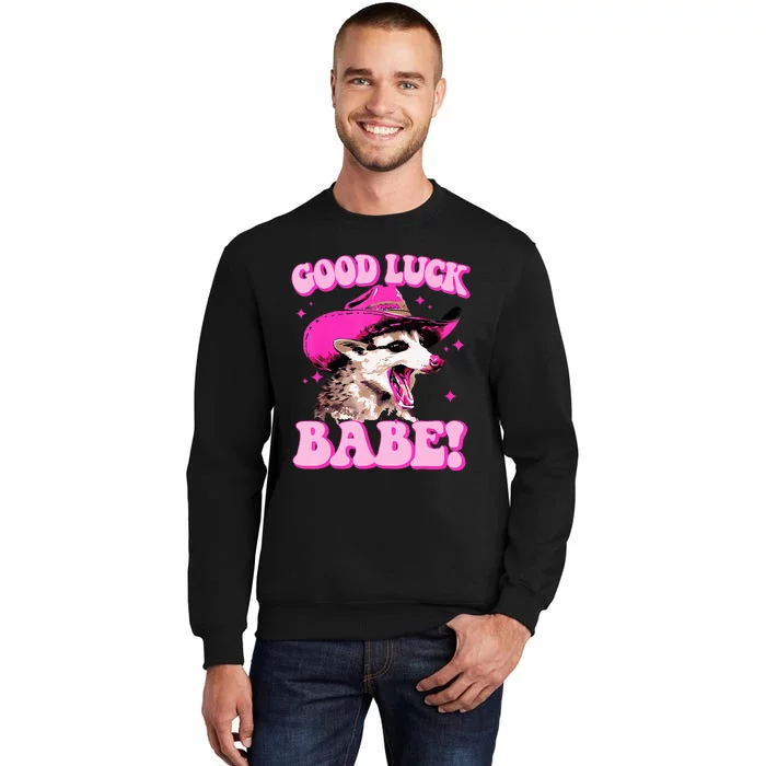 Good Luck Babe Pink Pony Club Cowgirls Western Opossum Sweatshirt