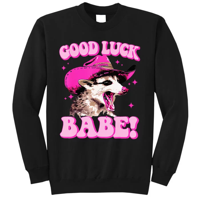 Good Luck Babe Pink Pony Club Cowgirls Western Opossum Sweatshirt