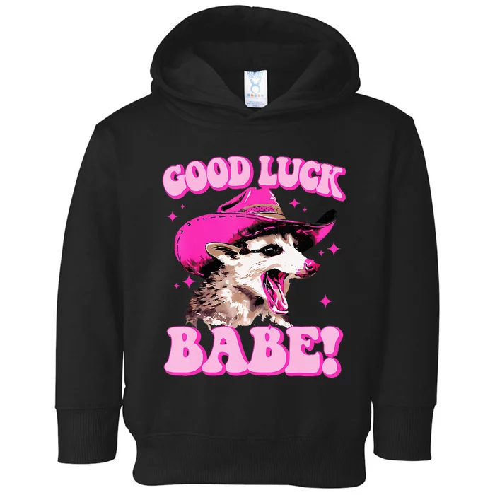 Good Luck Babe Pink Pony Club Cowgirls Western Opossum Toddler Hoodie