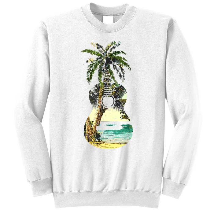 Guitar Lover Beach Palm Trees Vacation Acoustic Music Band Sweatshirt