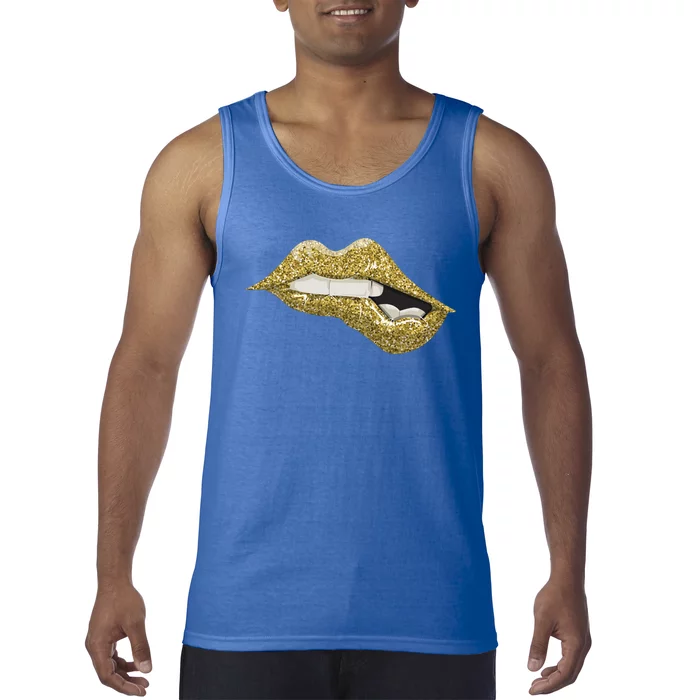 Gold Lip Biting Great Gift Black Magic Great Gift Great Gift Tank Top