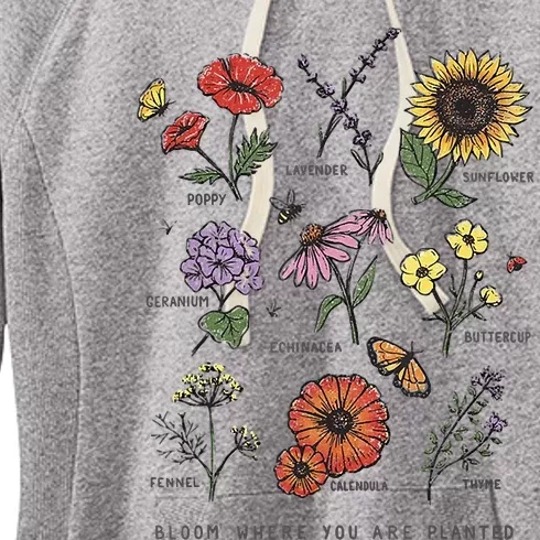 Garden Life Bloom Where You Are Planted Botanican Flowers Women's Fleece Hoodie