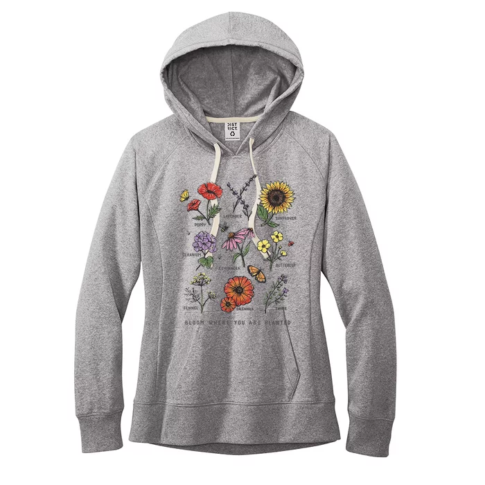 Garden Life Bloom Where You Are Planted Botanican Flowers Women's Fleece Hoodie