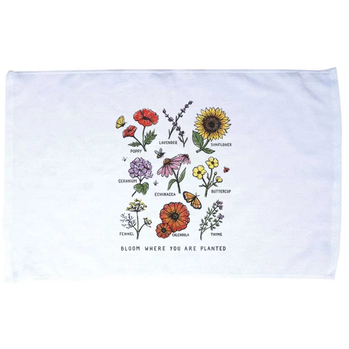 Garden Life Bloom Where You Are Planted Botanican Flowers Microfiber Hand Towel