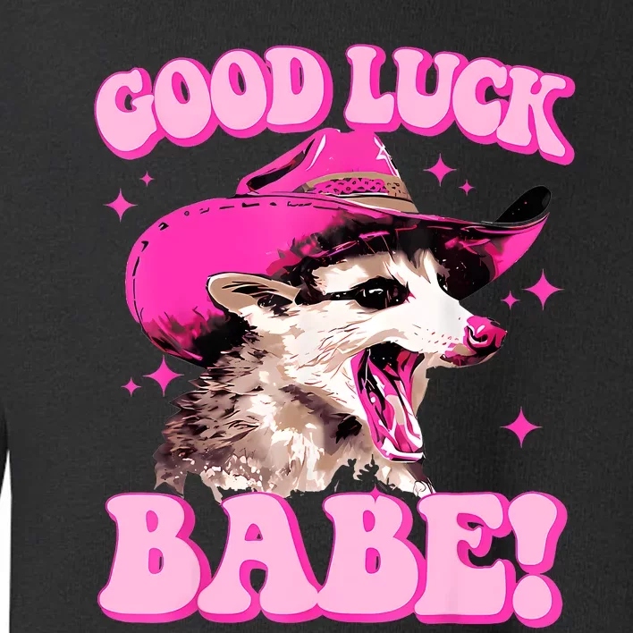 Good Luck Babe Pink Pony Club Cowgirls Western Opossum Toddler Sweatshirt